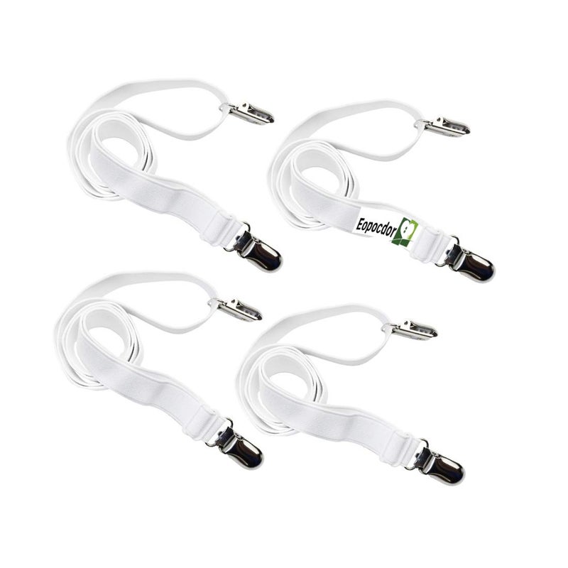 Eopocdor Long Bed Sheet Clips,Adjustable Bed Fitted Sheets Mattress Holder Straps Suspender Fastener,4 Pieces (White) - Image 2